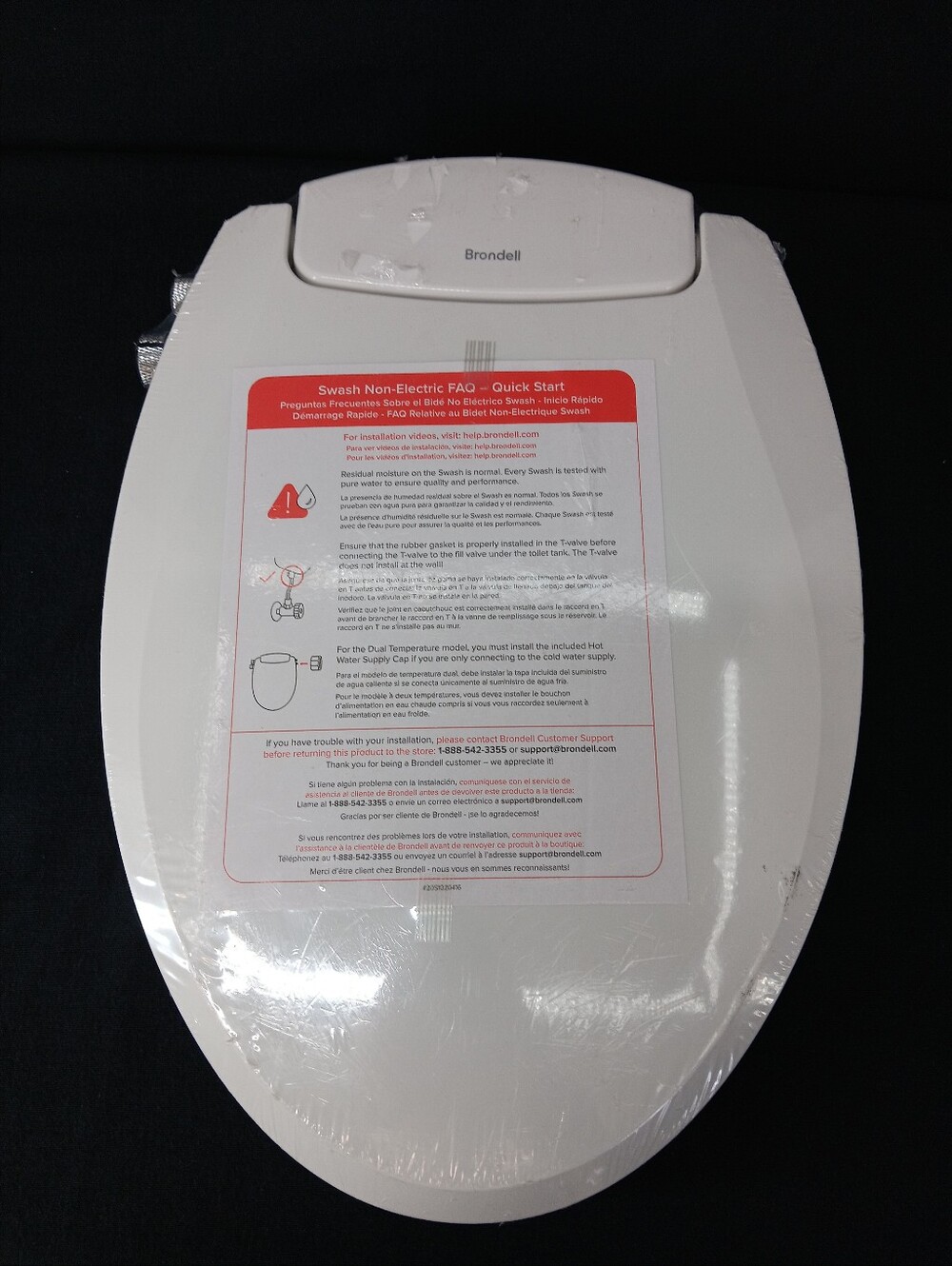 Brondell S102 EW ELONGATED Ecoseat Non-Electric Bidet Toilet Dual Temperature EW